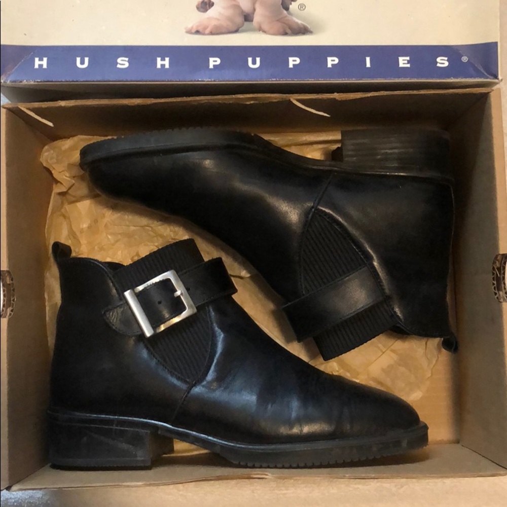 Hush Puppies waterproof booties with buckle detail